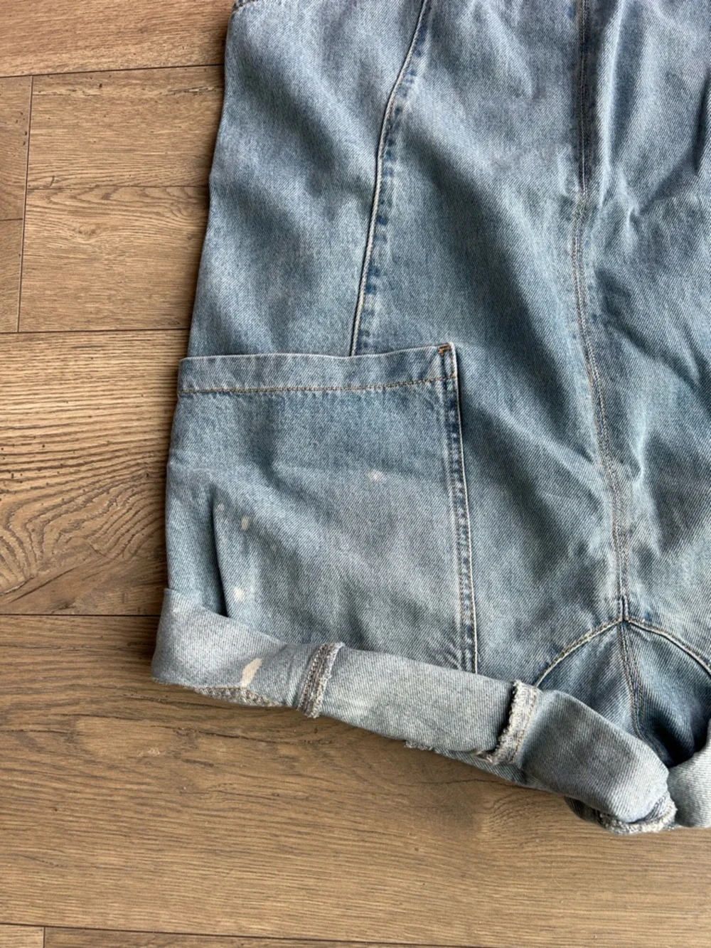We the Free Denim Short Overalls Romper - Blue - Picture 3 of 9